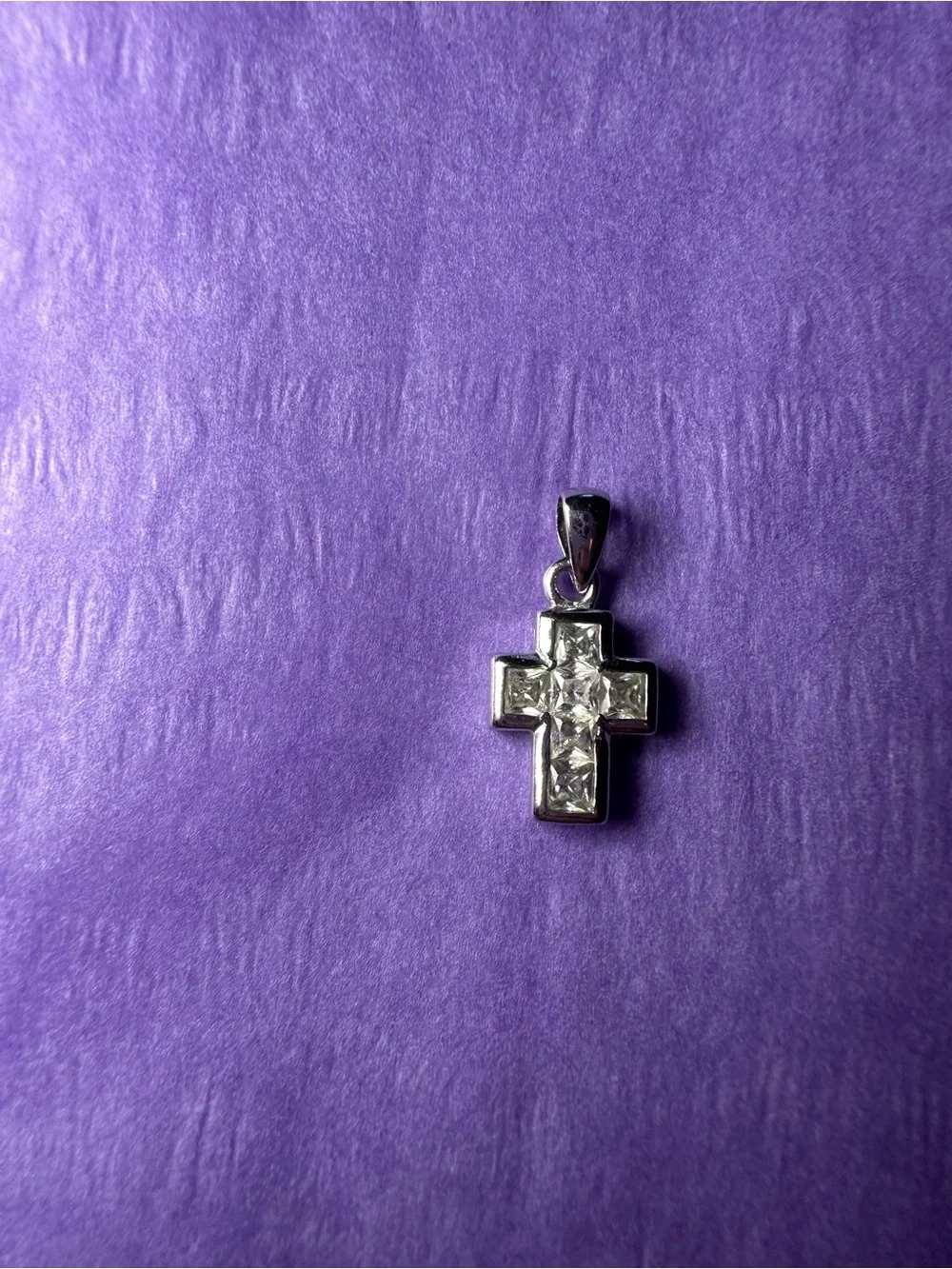 Sterling Silver Cross Pendant with Clear Stones - (pendant only) no chain - Picture 7 of 8
